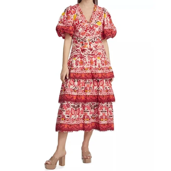 NWT | FARM Rio  Romantic Orchard Tiered Midi-Dress | Size Small - Picture 2 of 7